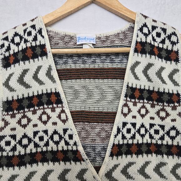 Backroads Blues Womens Vintage 90s Boho Southwestern Indie Knit Sweater Vest M - Picture 2 of 8